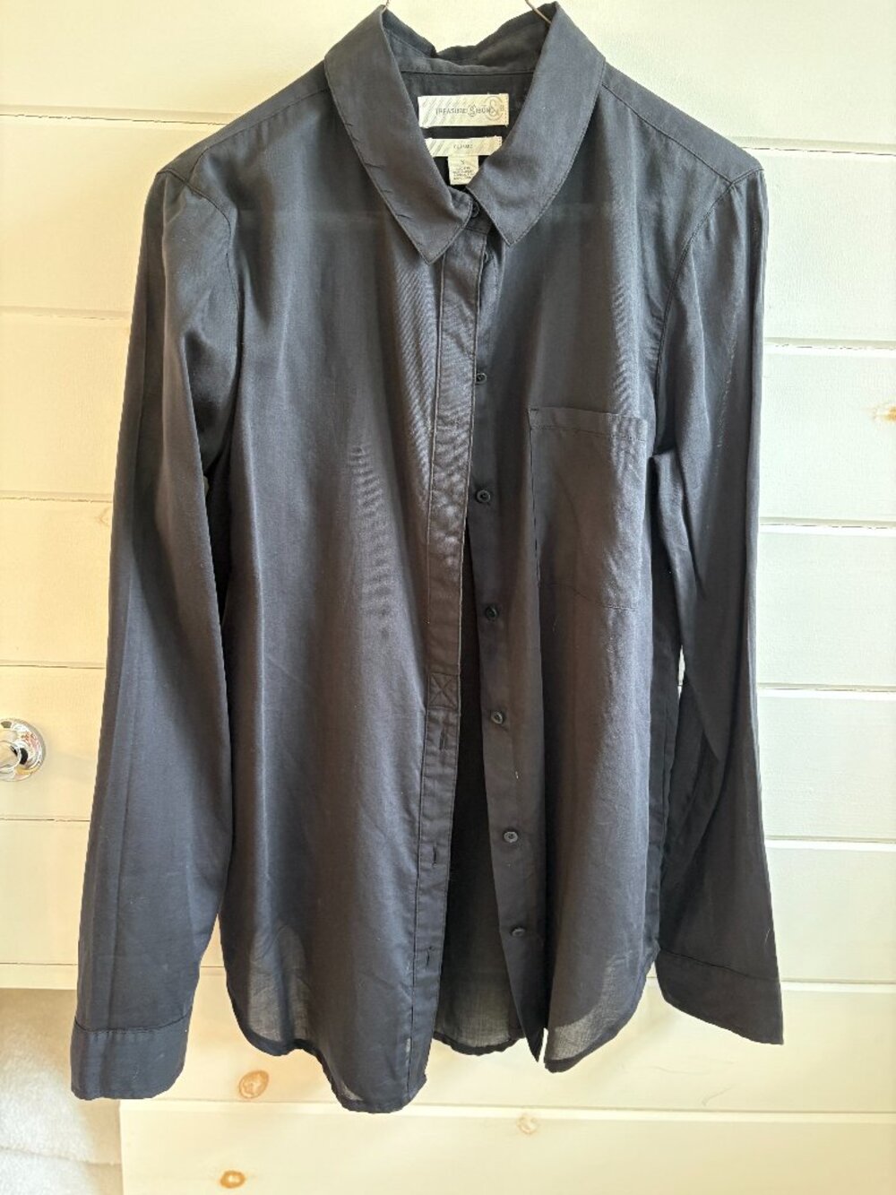 Treasure & Bond Black Button Down Shirt Small Lightweight Blouse
